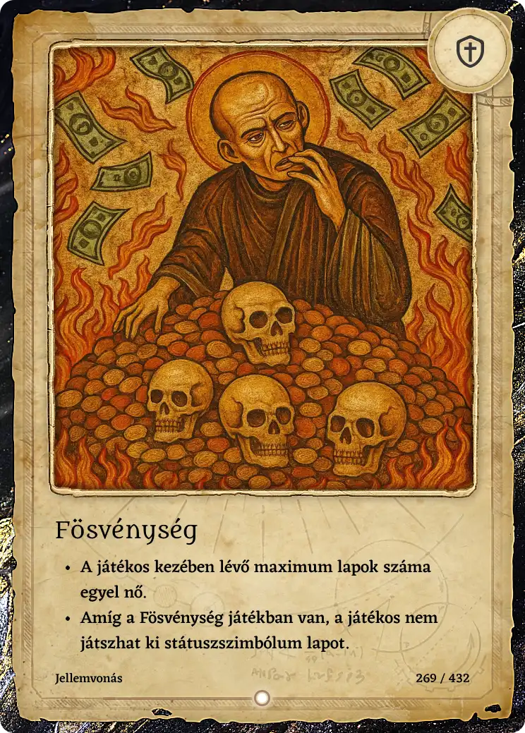 Fösvénység lap kártya képe
